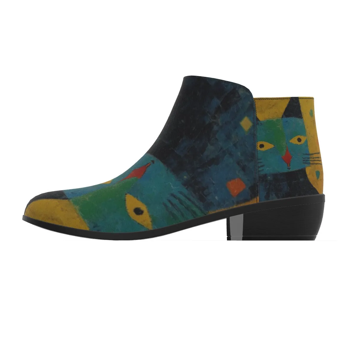 Women's Fashion Boots 355 cat abstract print