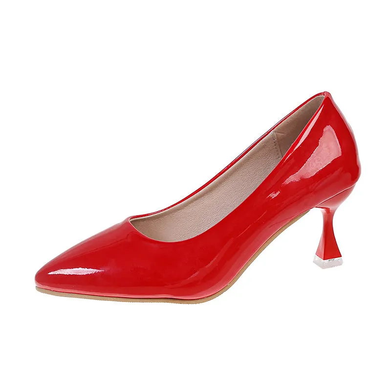 Women's Patent Leather Pointed High Heels